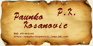Paunko Kosanović vizit kartica